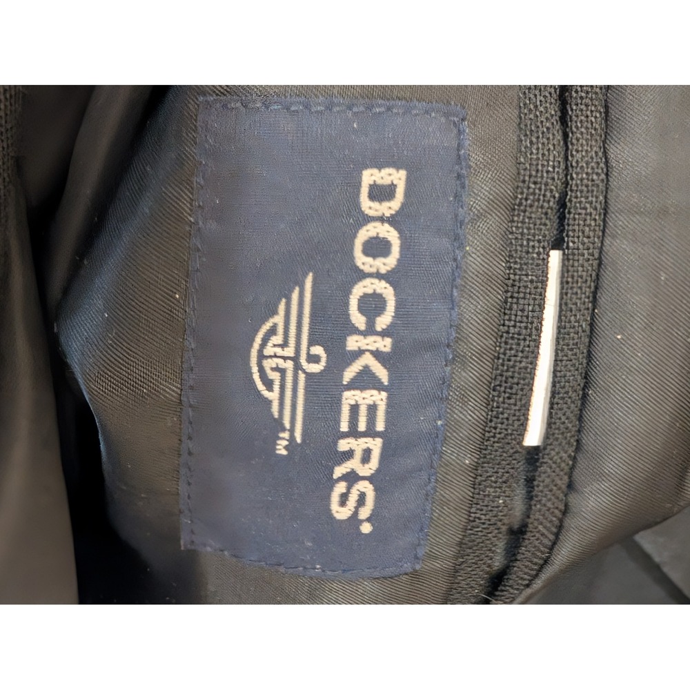 VTG Dockers Men's Black Blazer Jacket Size 46 L Long Business Casual Wool Blend - Picture 9 of 10